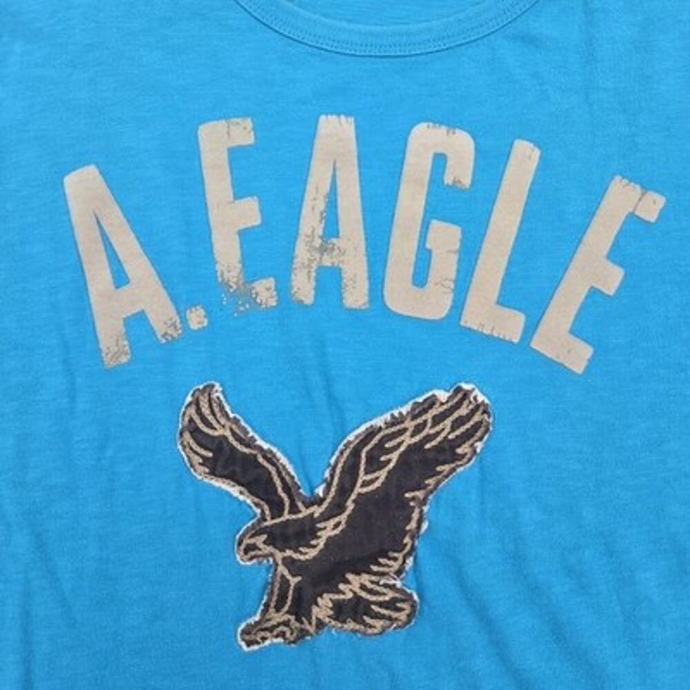 American Eagle Logo T Shirt Womens XL Graphic Blue Classic Fit Short Sleeve